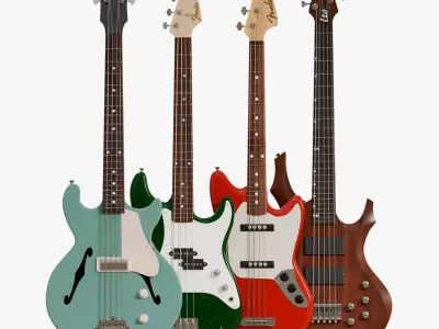  All Bass Guitar Body Types Mega Bundle 23 PBR Models 