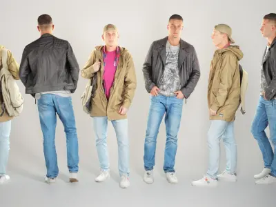 Bundle Stylish men street style 05 Low-poly 3D model