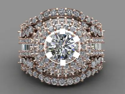 Rose Gold Women Diamond Ring 3D print model 3D print model 71
