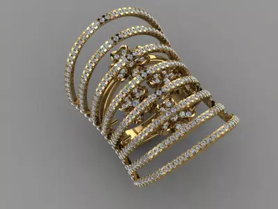 Double Tone Diamond 3d Model Print Ring 3D print model 3D print model