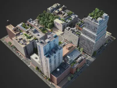 Realistic City District A33-A45 3D model
