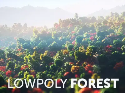 Low Poly Forest Summer Autumn Winter Stylish Low-poly 3D model