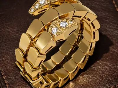 Bvlgari Inspired Serpenti Ring - Size 7 3D print model