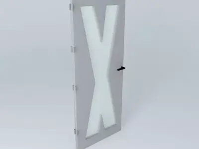  3D door very detail with glass, lock and hinger. Free 3D model