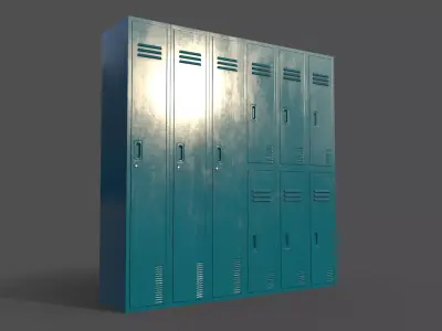 PBR School Gym Locker 06 - Blue Sea Low-poly 3D model