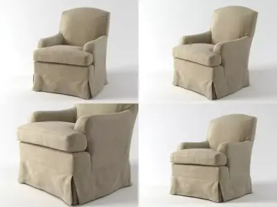 Alice four different chairs and ottoman 3D model