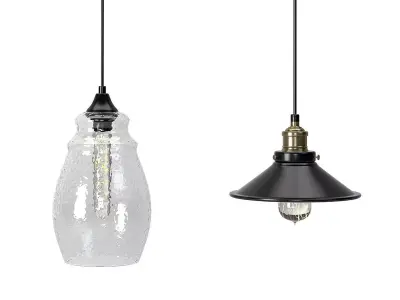 Hammered Glass Pendant and Andante Industrial Pendant 3D model