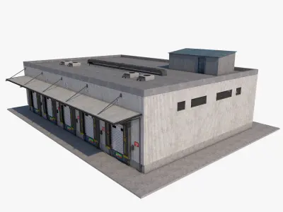 industrial building warehouse 2 3D model