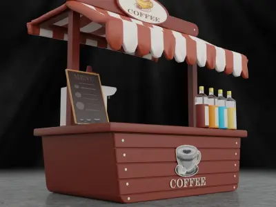 The Street Coffee Shop Low-poly 3D model