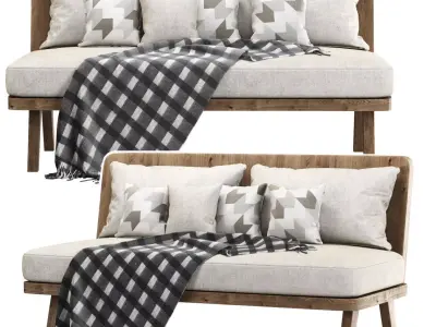 Alexa wooden loveseat  3D model