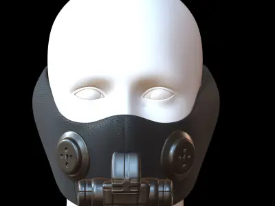 Gas mask helmet 3d model scifi Low-poly  Low-poly 3D model