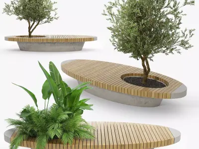 Bench flowerbed 3D model