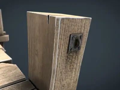 Wooden Pier  Low-poly 3D model