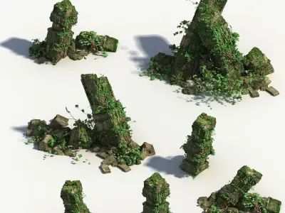 Ruin Stone Column 3D model