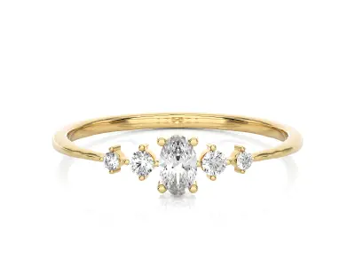Light Minimalist Diamond Ring 3D print model 2