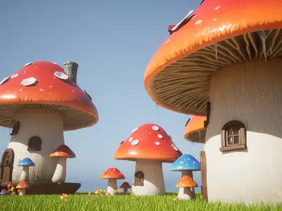 Mushroom House Low-poly 3D model
