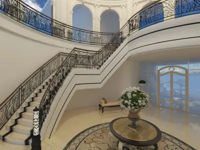 classic stairs entrance hall 3D model