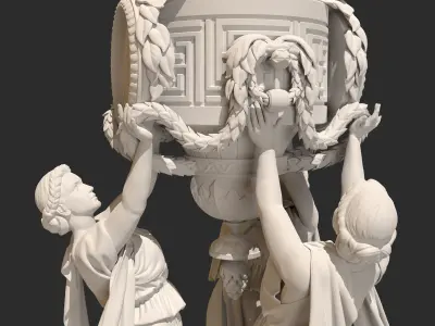 European Fountain Sculpture 3D Model 3D model