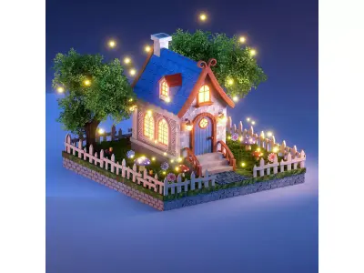 Cute Stylized House Low-poly 3D model