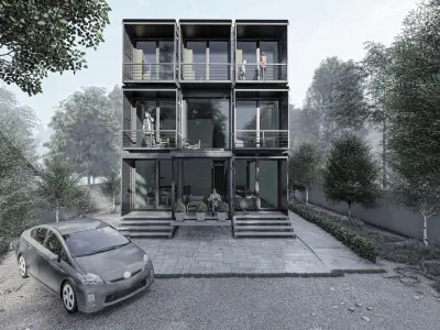 THREE STOREY  CONTAINER  HOUSE 3D model