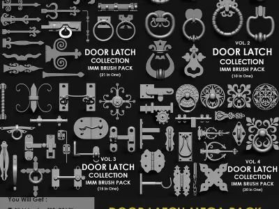 DOOR LATCH MEGA PACK 4 IN ONE  66 BRUSHES 3D model