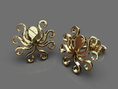 Octopus earrings 3D print model
