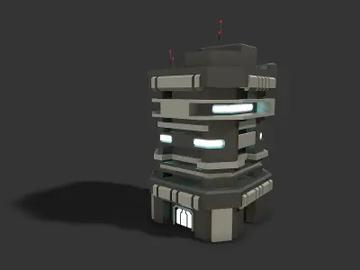 Lowpoly Modular Scifi Building 04 Low-poly 3D model