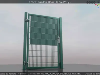 Green Rigged Garden Door - Low-Poly Low-poly 3D model