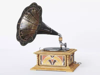 Gramophone Art Deco Low-poly 3D model