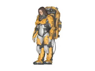 Female Android Robot in Exosuit - Sci Fi 3D Printable Model 3D model