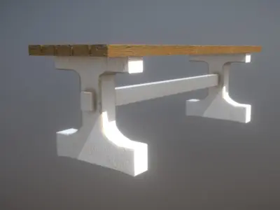 Game Ready Park Bench Wooden Painted Low-Poly Low-poly 3D model