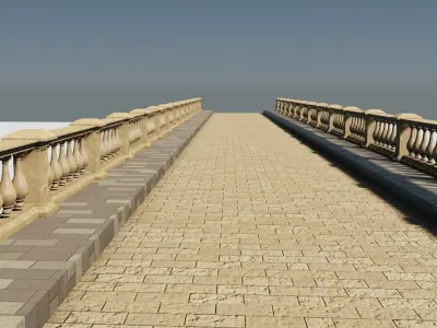 arched brick medieval bridge Low-poly 3D model