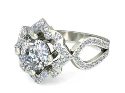 Women Wedding Engagement Twisted  Ring 3D print model