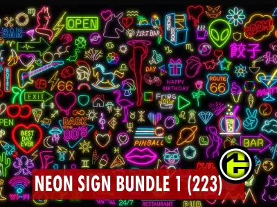 Ultimate Neon Sign Bundle Vol1 - 223 3D Model Pack