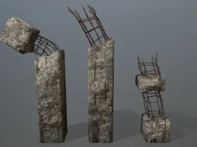 old concrete pole Low-poly 3D model