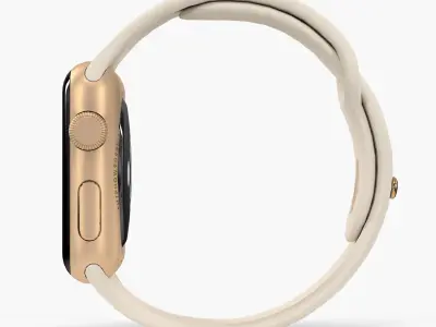 Apple Watch Gold Aluminum Case Antique White Sport Band Low-poly 3D model