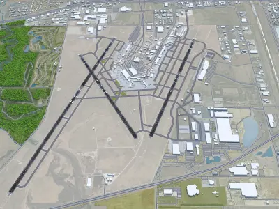 Wichita Airport 10km Low-poly 3D model