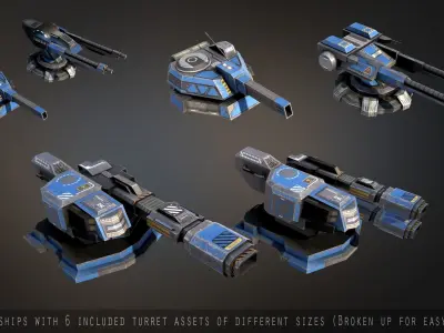 Spaceship Collection Low-poly 3D model