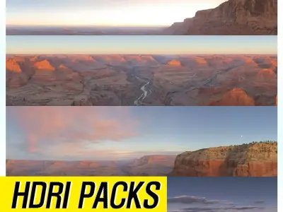 Realistic HDRI 24pcs 12k Grand Canyon Low-poly 3D model