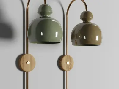 Mobo Ceramic Wall Lamps scene 01 Low-poly 3D model