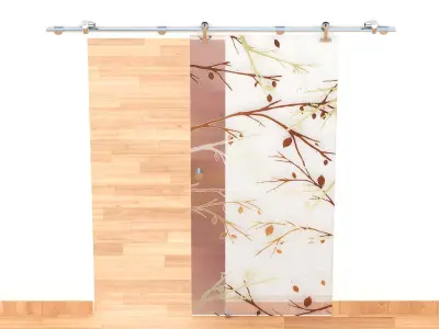 Sliding interior glass door - Full wall section 3D model