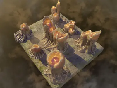 Set of candles Low-poly 3D model