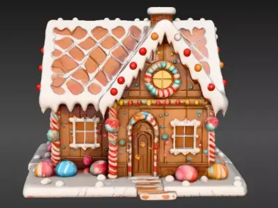 Cartoon Christmas 3D Scene Back Ground 3D Model  Low-poly 3D model