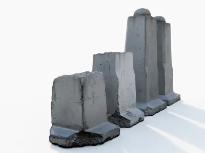 Street concrete barrier Low-poly 3D model