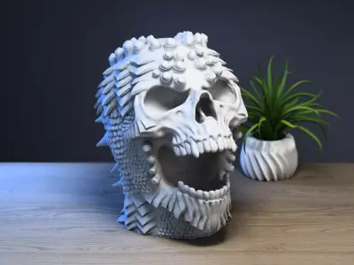Robot Skull Headphone Stand Cyborg Headset Stand 3D print model purchase