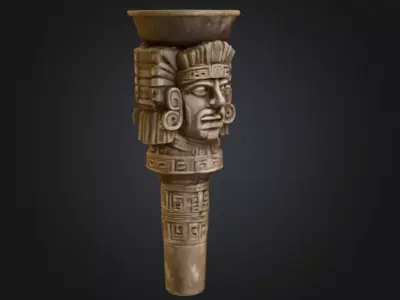 Aztec Stone Chalice Low-poly 3D model