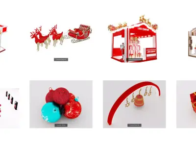  Christmas Kiosk Gift boxes  Items G10 3D Model Pack