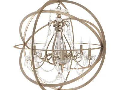 Golden Chandelier Foucault Style 3D model