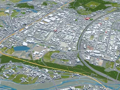 Zhubei Hsinchu County Taiwan 30km AI Low-poly 3D model