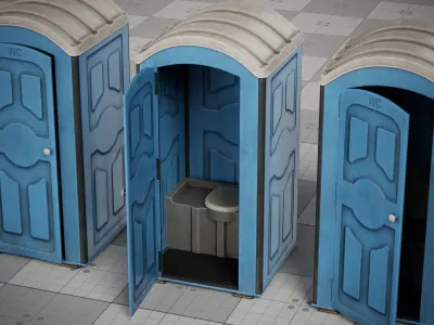 Street Portable Bio Toilet Game 3D Low-poly Low-poly 3D model